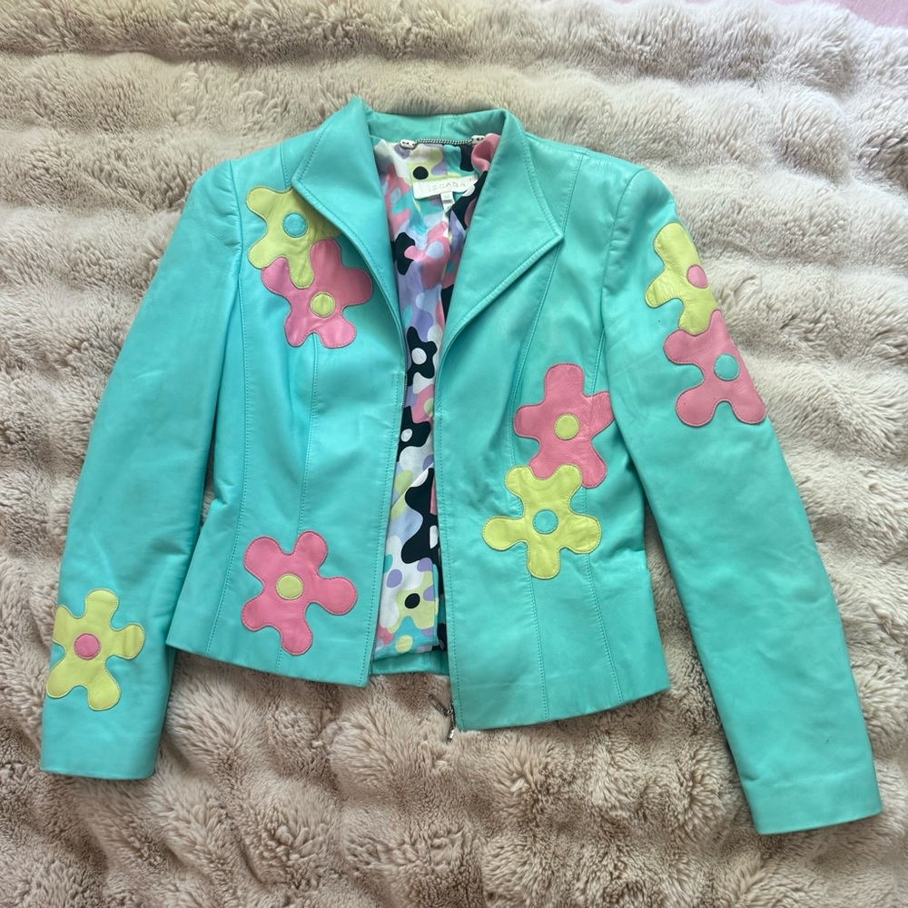 Vintage ESCADA Leather and Silk Retro Jacket